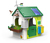 FEBER Casetta ECO - mis. 120 x 94 x 150 cm - casa per bambini dotata di 2 contenitori per la raccolta differenziata, attrezzi per giardinaggio, un mulino a vento e l’imitazione ...