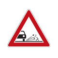 Loose chippings on road ahead