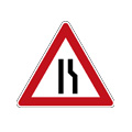Road narrows on one side ahead