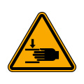 Warning of crushing of hands