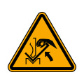 Warning of hand crushing between press brake and material