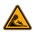 Ostrzeżenie Wysokie surfowanie lub duże fale łamania