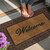 Relaxdays Fußmatte Welcome, 45 x 75 cm, Fußabtreter Gummi & Kokos, rutschfest, Türvorleger innen & außen, braun/natur