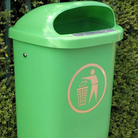 Polyethylene Post Mountable Litter Bin - 50 Litre Capacity - Dark Green