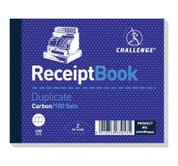 Challenge Duplicate Book Carbon Receipt Book 2 Sets per Page 100 Sets 105x130mm Ref 100080444 [Pack 5]