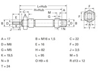 Miniatur-Zylinder, einfachwirkend, 1,5 bis 10 bar, Kd. 16 mm, Hub 10 mm, 26.19.0