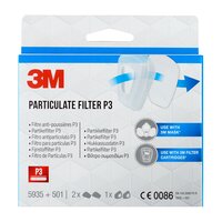 3M™ Partikelfilter 5935, P3, für die Serien 6000 und 6500, 1 Paar pro Packung + Filterhalterungen PR 501