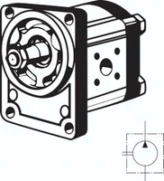 Exemplarische Darstellung: Hydraulik-Zahnradpumpe mit Deutschem Normflansch (Boschflansch), Baugröße 2