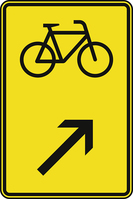 Verkehrszeichen VZ 422-27 Wegweiser für Radverkehr, rechts einordnen, 630 x 420, 3mm flach, RA 1