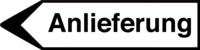 Linksweisend Anlieferung, Wegweiser Schild, 40 x 10 cm, aus Alu-Verbund, mit UV-Schutz