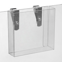 Shelving Leaflet Holder / Leaflet Hanger / Leaflet Dispenser to Clip on to Glass Riser, transparent | for clipping on to 10-25 mm thick shelves