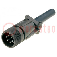 Connector: circular; plug; for cable; PIN: 6; male; soldering; MS/DS