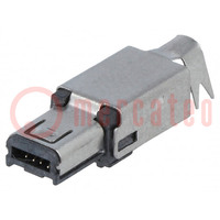 Plug; USB mini Hirose; soldering; PIN: 4; nickel plated; 500mA
