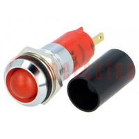 Kontrolka: LED; wklęsła; czerwony; 130VAC; Ø14,2mm; IP67; metal