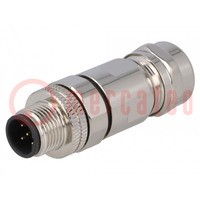 Plug; M12; PIN: 5; male; B code-Profibus; for cable; soldering; IP67