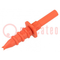 Probe tip; 5A; red; Socket size: 4mm; Plating: nickel plated; 1kVDC