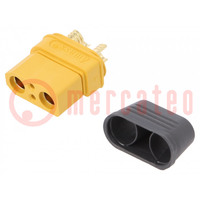 Plug; DC supply; XT90; female; PIN: 4; for cable; soldering; yellow