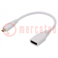 Cable; HDMI socket,micro HDMI plug; 0.235m; white