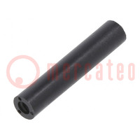 Spacer sleeve; cylindrical; polyamide; M2; L: 20mm; Øout: 4mm; black