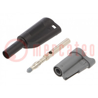 Plug; 4mm banana; 36A; 1kVAC; black; insulated; 58.9mm; 2.5mm2