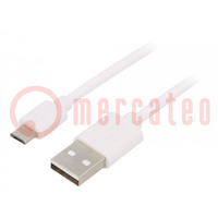 Kábel; USB 2.0; USB A dugó,USB B micro dugó; nikkelezett; 1m