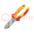 Pliers; side,cutting,insulated; steel; 180mm; 1kVAC; blister