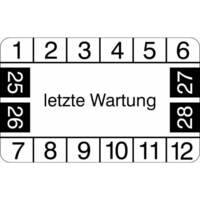 Prüfplaketten letzte Wartung, 12 Stück/Bogen, selbstklebend, 4x2,50 cm Version: 25-28 - Prüfplakette ohne Jahresfarbe 25-28