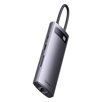 Baseus StarJoy HUB 8-Port USB-C - 3x USB-A / 1x HDMI / 1x RJ45 / 1x SD/TF / 1x USB-C PD grau