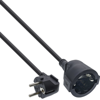 InLine Strom-Verlängerung Schutzkontakt Stecker gewinkelt / Buchse, schwarz, 5m