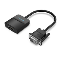 Vention ACNBB video kabel adapter 0,15 m VGA (D-Sub) HDMI + Micro-USB + 3.5mm Zwart