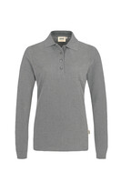 Damen Longsleeve-Poloshirt MIKRALINAR®, grau meliert, S - grau meliert | S: Detailansicht 1