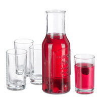 Relaxdays Wasserkaraffe Set mit Gläsern, 5-teiliges Set, 1,5 l, 200 ml, Karaffe ohne Deckel, Wassergläser, transparent