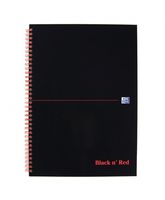 Black n Red Notebook Wirebound 90gsm 5mm Square Perforated 140pp A4 Glossy Black Ref 100080201 [Pack 5]
