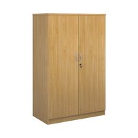 Deluxe double door cupboard 1600mm high with 3 shelves - oak