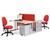 Momento left hand wave desk 1400mm - silver cantilever frame and beech top