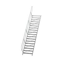 Treppe 45° Stufenbreite 1000 mm, 18 Stufen, Aluminium geriffelt