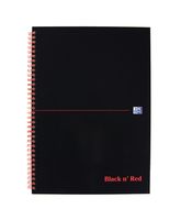 Black n Red A4 Wirebound Hard Cover Notebook 5mm Squared 140 Pages Black/Red (Pack 5)