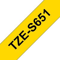 Tape Black on Yellow 24mm TZeS651, TZ, 8 m, 1 pc(s), Címke szalagok
