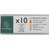 Set mit 10 Namensschildern für A7, beidseitig, horizontal, PMMA, Exacryl - Kristall