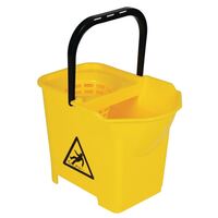 Jantex Colour Coded Mop Bucket in Yellow with Warning Sign for Cleaning - 14L
