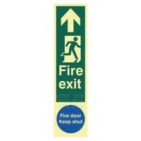 Fire exit man right arrow up / fire door keep shut sign