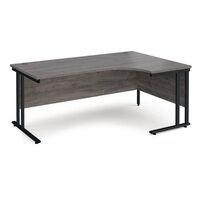 Traditional ergonomic desks - delivered and installed - black frame, grey oak top, right hand, 1800mm