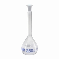 250ml Volumetric flasks DURAN® class A blue graduation with PE stoppers