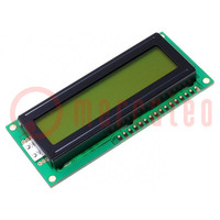 Pantalla: LCD; alfanumérico; STN Positive; 16x2; 80x36x8mm; LED