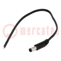 Cable; 2x0.5mm2; wires,DC 5,5/2,5 plug; straight; black; 0.2m