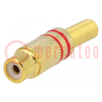 Plug; RCA; female; with strain relief; straight; soldering; 5mm