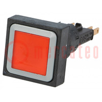 Switch: push-button; 16mm; Stabl.pos: 2; red; filament lamp; 24VDC