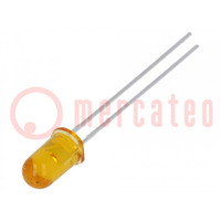 LED; 5mm; giallo; 16,6÷50mcd; 35°; Frontale: convesso; 2÷2,4V