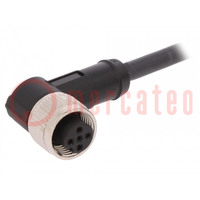 Connection lead; M12; PIN: 5; angled; 10m; plug; 60VAC; 4A; -25÷80°C