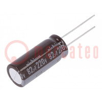 Condensatore: elettrolitico; THT; 82uF; 220VDC; Ø12,5x31,5mm; ±20%
